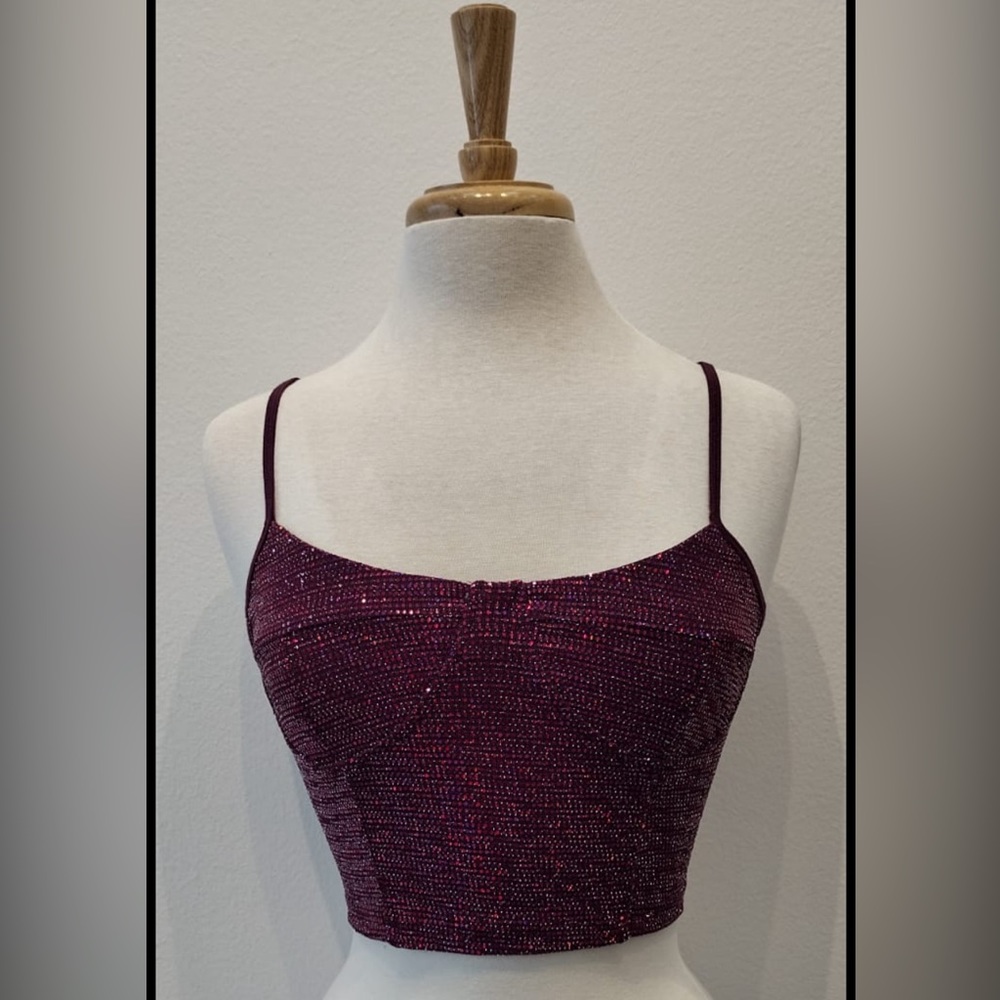Olivaceous Sequin Crop Top